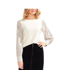 Vince Camuto Womens Striped Smocked Pullover Top size XS